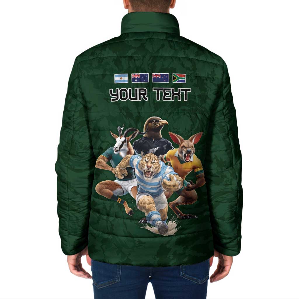 Custom Rugby Southern Hemisphere Padded Jacket Argentina AUNZ South Africa Mascot Green - Aussie Hoodie
