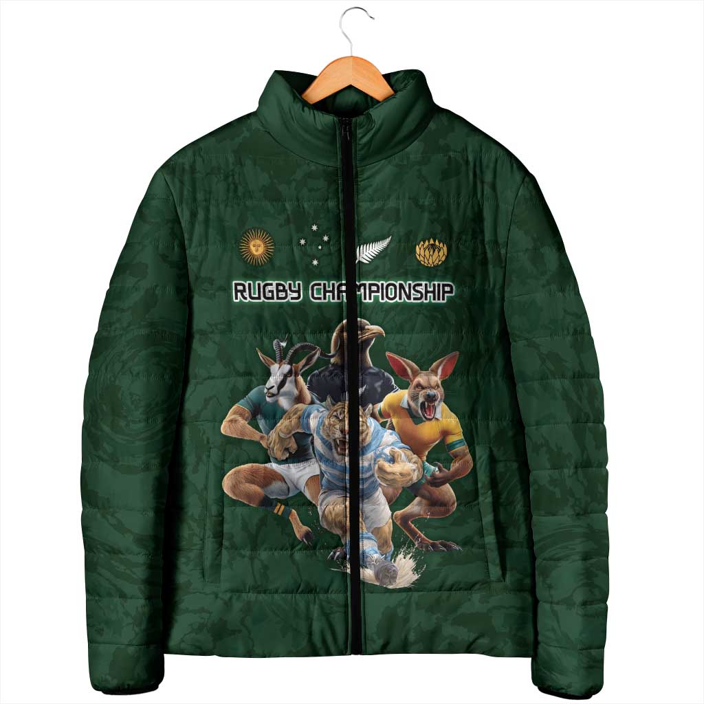 Custom Rugby Southern Hemisphere Padded Jacket Argentina AUNZ South Africa Mascot Green - Aussie Hoodie