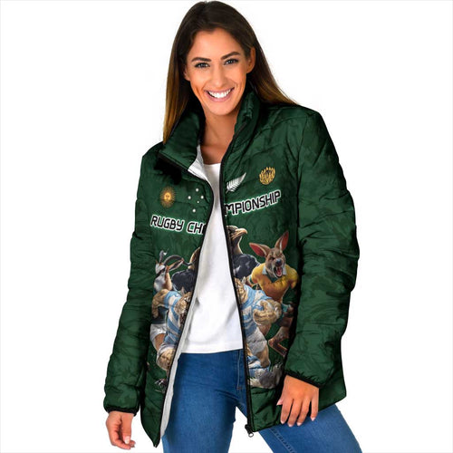 Custom Rugby Southern Hemisphere Padded Jacket Argentina AUNZ South Africa Mascot Green - Aussie Hoodie