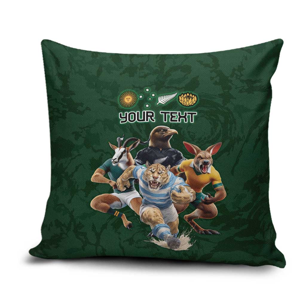 Custom Rugby Southern Hemisphere Pillow Cover Argentina AUNZ South Africa Mascot Green - Aussie Hoodie