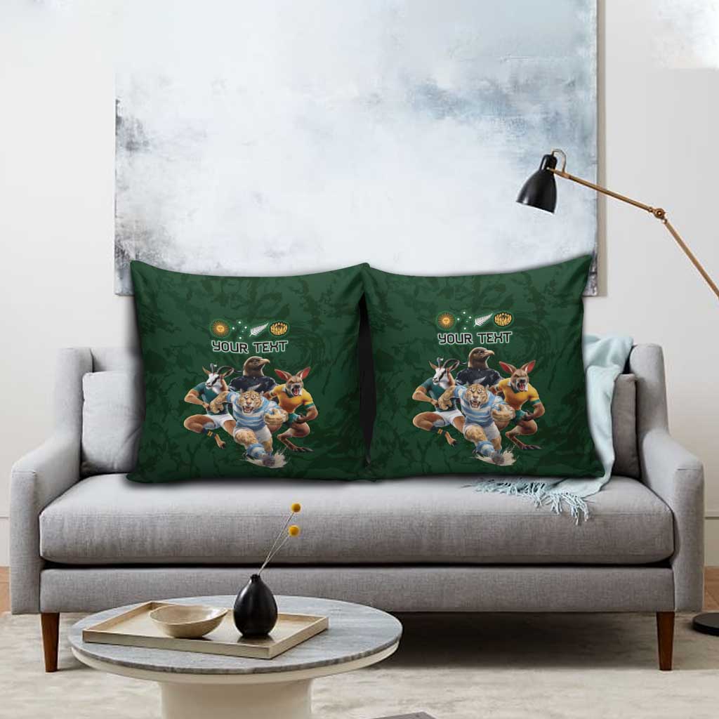 Custom Rugby Southern Hemisphere Pillow Cover Argentina AUNZ South Africa Mascot Green - Aussie Hoodie