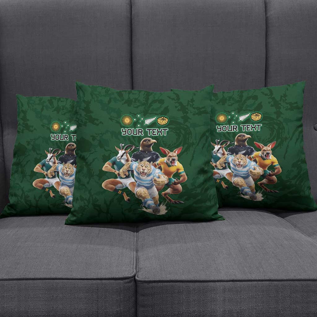 Custom Rugby Southern Hemisphere Pillow Cover Argentina AUNZ South Africa Mascot Green - Aussie Hoodie