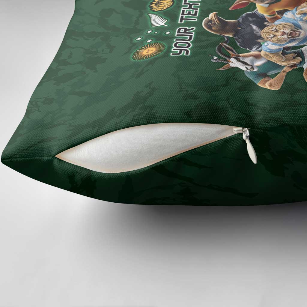Custom Rugby Southern Hemisphere Pillow Cover Argentina AUNZ South Africa Mascot Green - Aussie Hoodie