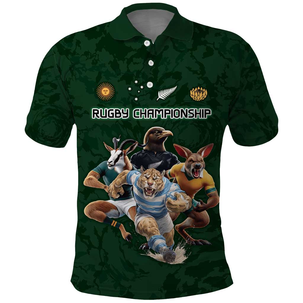 Custom Rugby Southern Hemisphere Polo Shirt Argentina AUNZ South Africa Mascot Green - Aussie Hoodie