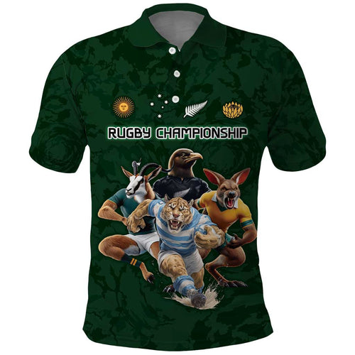 Custom Rugby Southern Hemisphere Polo Shirt Argentina AUNZ South Africa Mascot Green - Aussie Hoodie