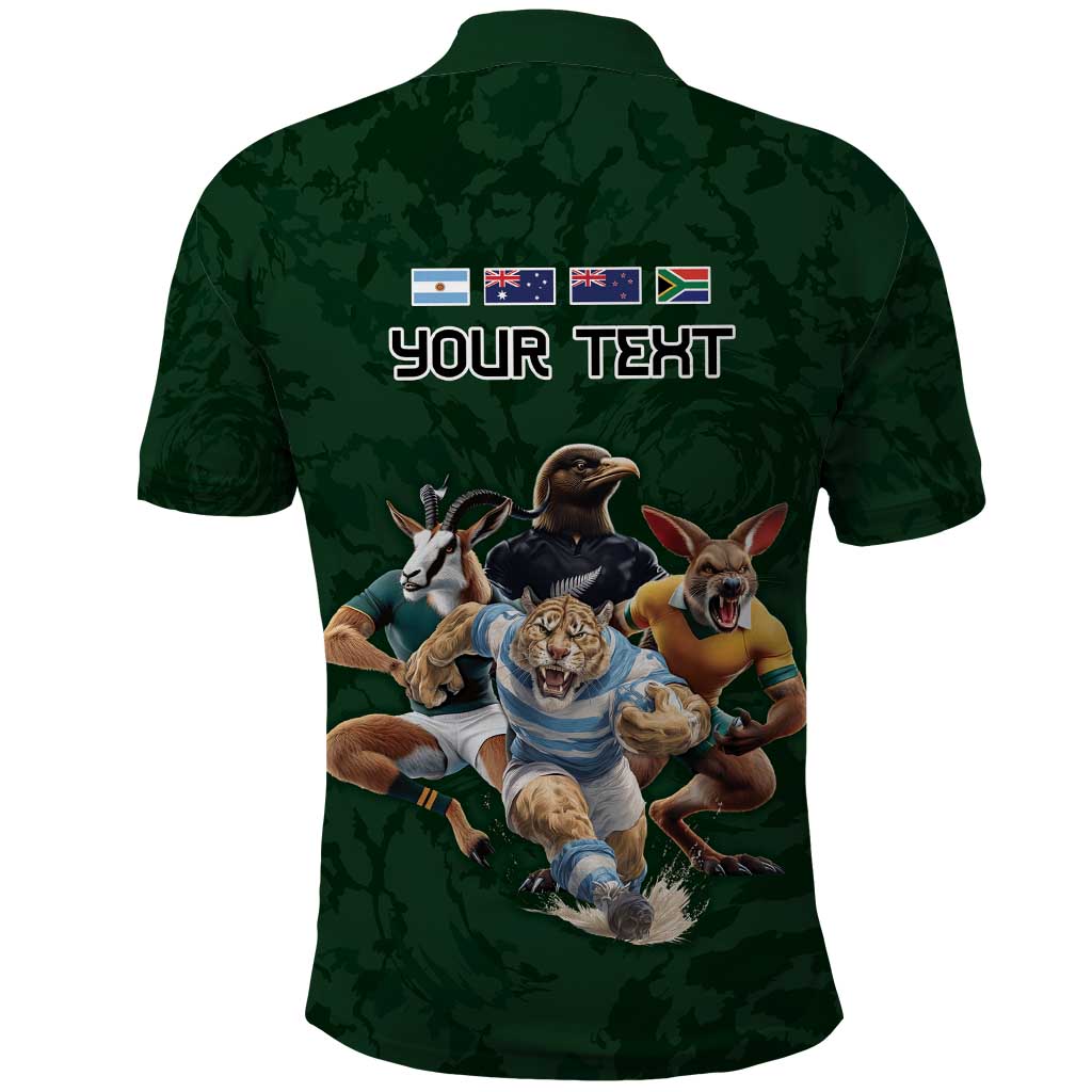 Custom Rugby Southern Hemisphere Polo Shirt Argentina AUNZ South Africa Mascot Green - Aussie Hoodie