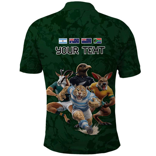 Custom Rugby Southern Hemisphere Polo Shirt Argentina AUNZ South Africa Mascot Green - Aussie Hoodie