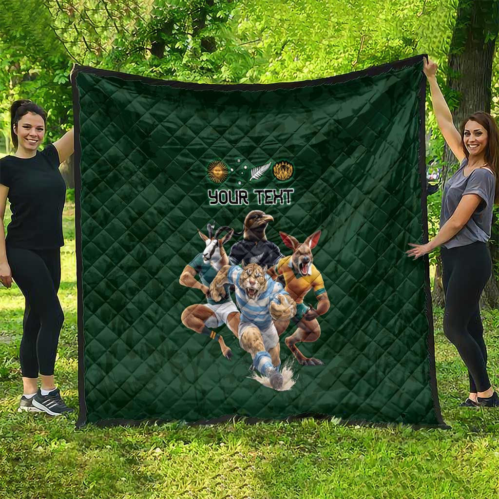 Custom Rugby Southern Hemisphere Quilt Argentina AUNZ South Africa Mascot Green - Aussie Hoodie