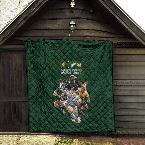 Custom Rugby Southern Hemisphere Quilt Argentina AUNZ South Africa Mascot Green - Aussie Hoodie