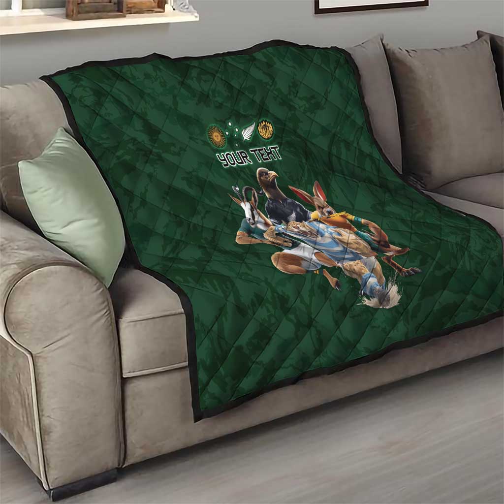 Custom Rugby Southern Hemisphere Quilt Argentina AUNZ South Africa Mascot Green - Aussie Hoodie