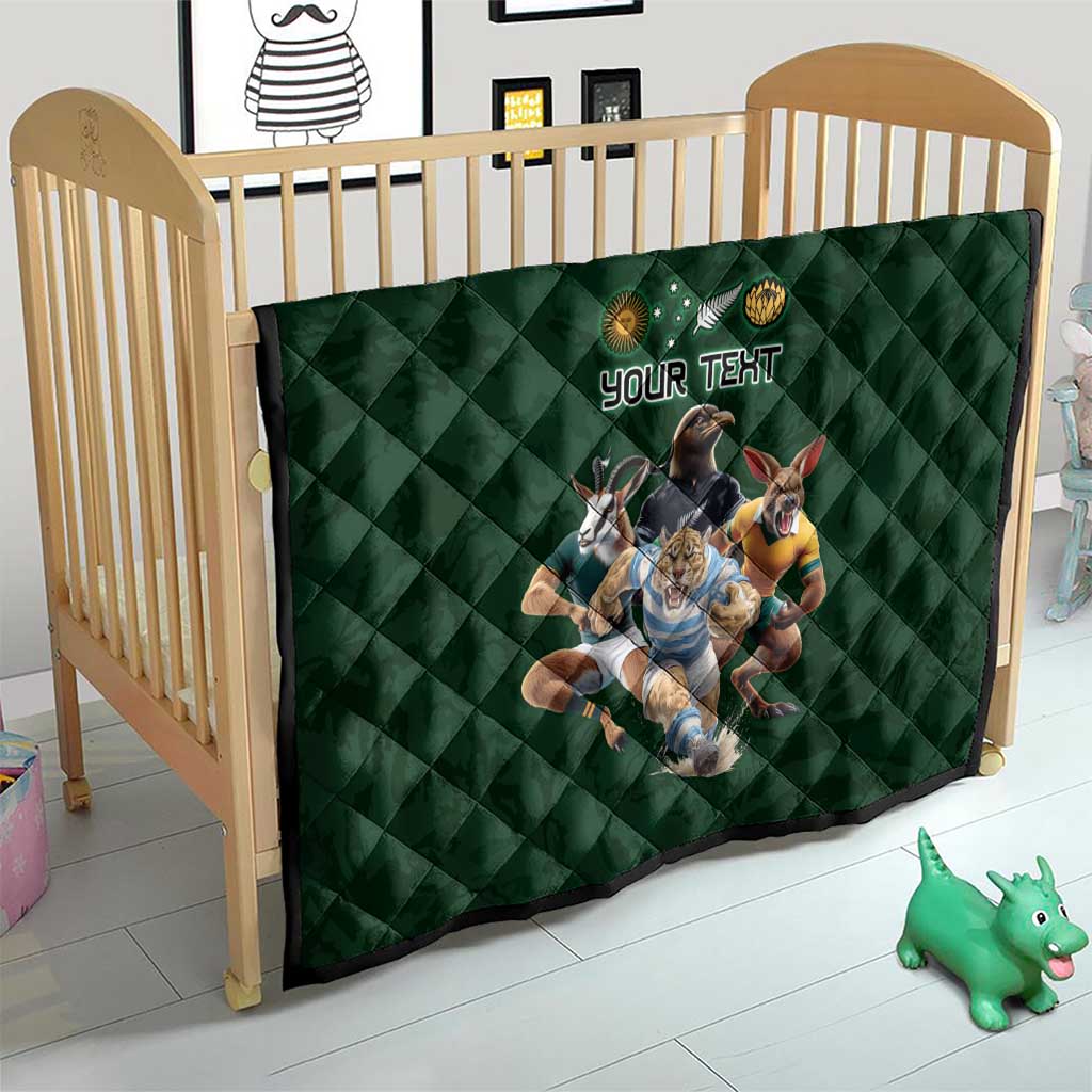 Custom Rugby Southern Hemisphere Quilt Argentina AUNZ South Africa Mascot Green - Aussie Hoodie