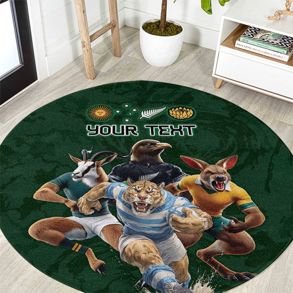 Custom Rugby Southern Hemisphere Round Carpet Argentina AUNZ South Africa Mascot Green - Aussie Hoodie