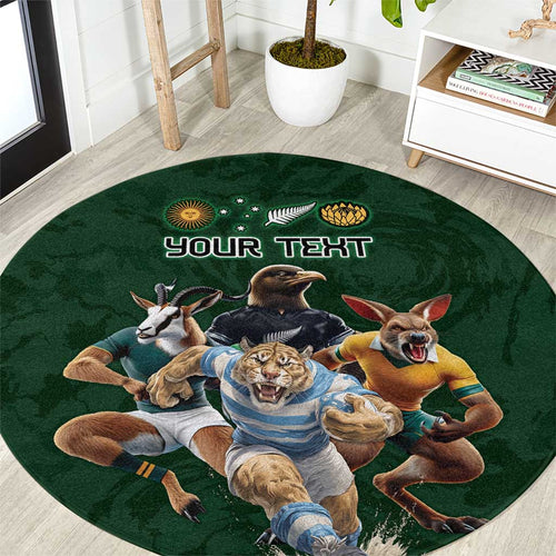 Custom Rugby Southern Hemisphere Round Carpet Argentina AUNZ South Africa Mascot Green - Aussie Hoodie
