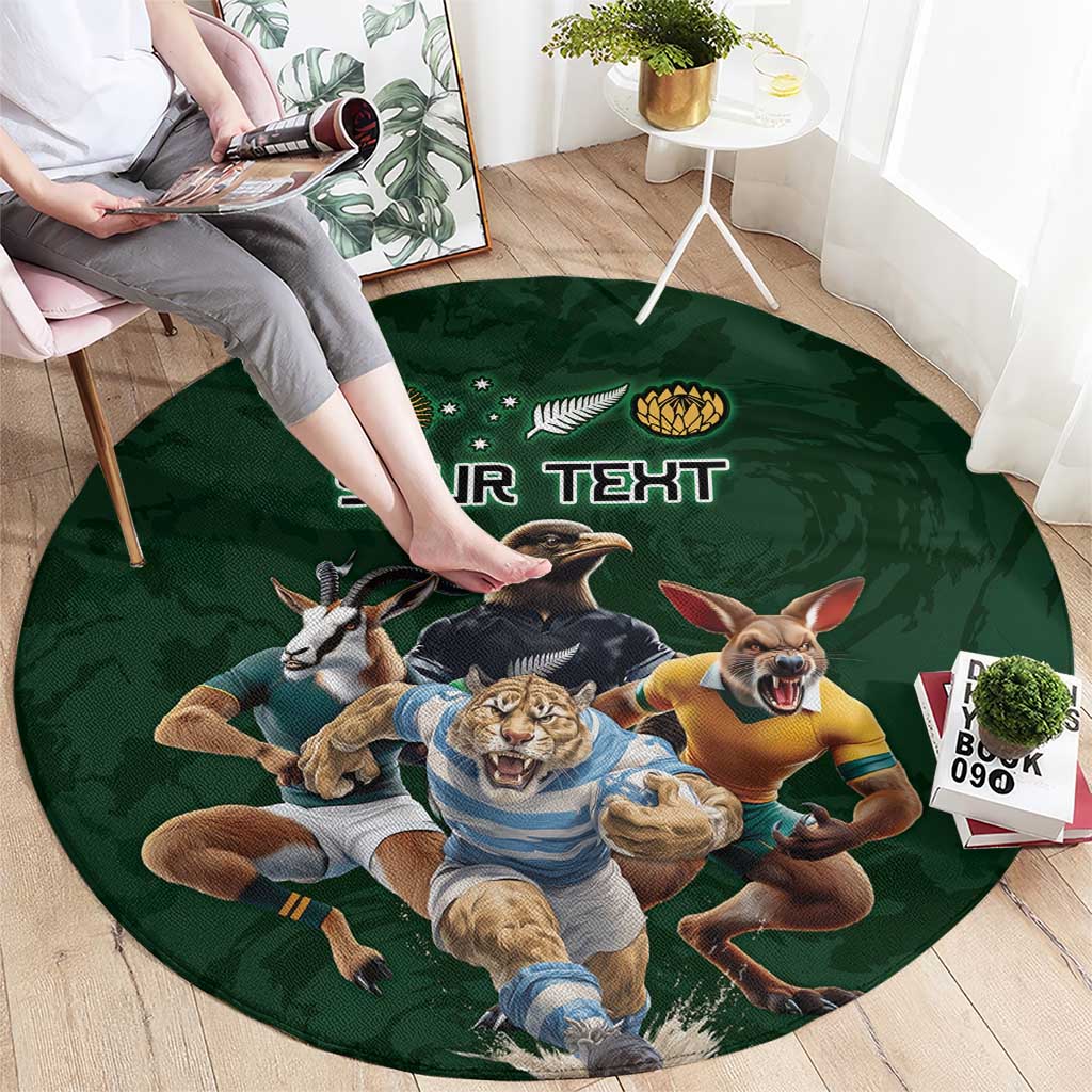 Custom Rugby Southern Hemisphere Round Carpet Argentina AUNZ South Africa Mascot Green - Aussie Hoodie