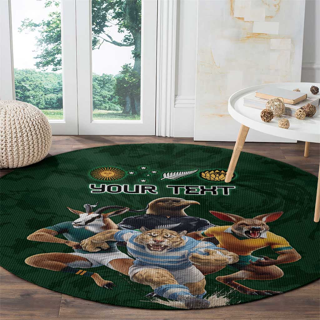 Custom Rugby Southern Hemisphere Round Carpet Argentina AUNZ South Africa Mascot Green - Aussie Hoodie