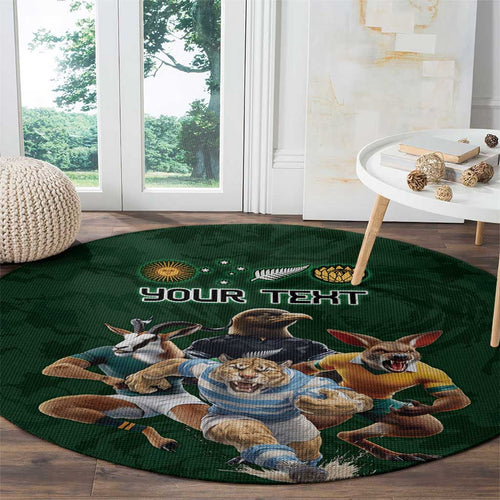 Custom Rugby Southern Hemisphere Round Carpet Argentina AUNZ South Africa Mascot Green - Aussie Hoodie