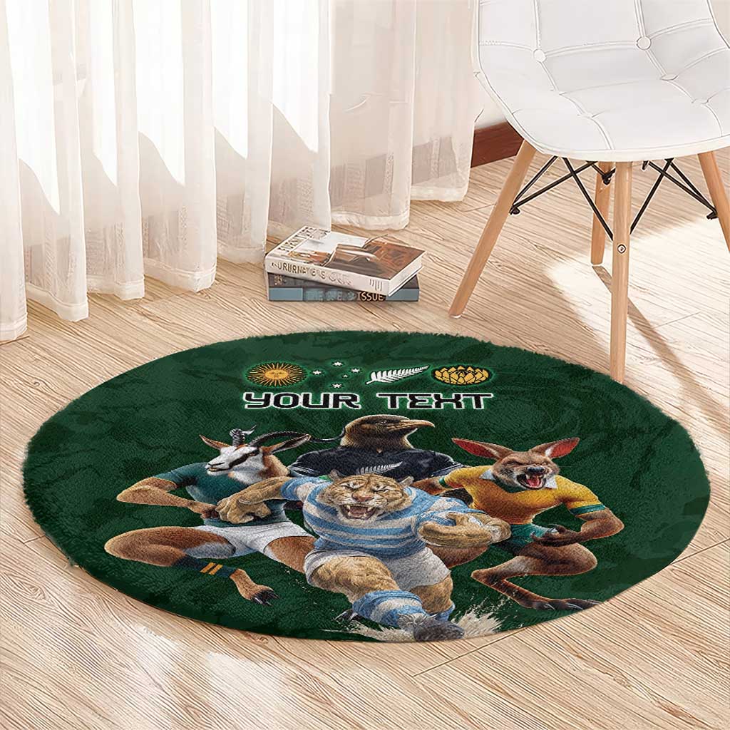 Custom Rugby Southern Hemisphere Round Carpet Argentina AUNZ South Africa Mascot Green - Aussie Hoodie