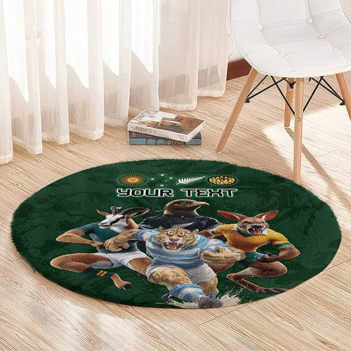 Custom Rugby Southern Hemisphere Round Carpet Argentina AUNZ South Africa Mascot Green - Aussie Hoodie