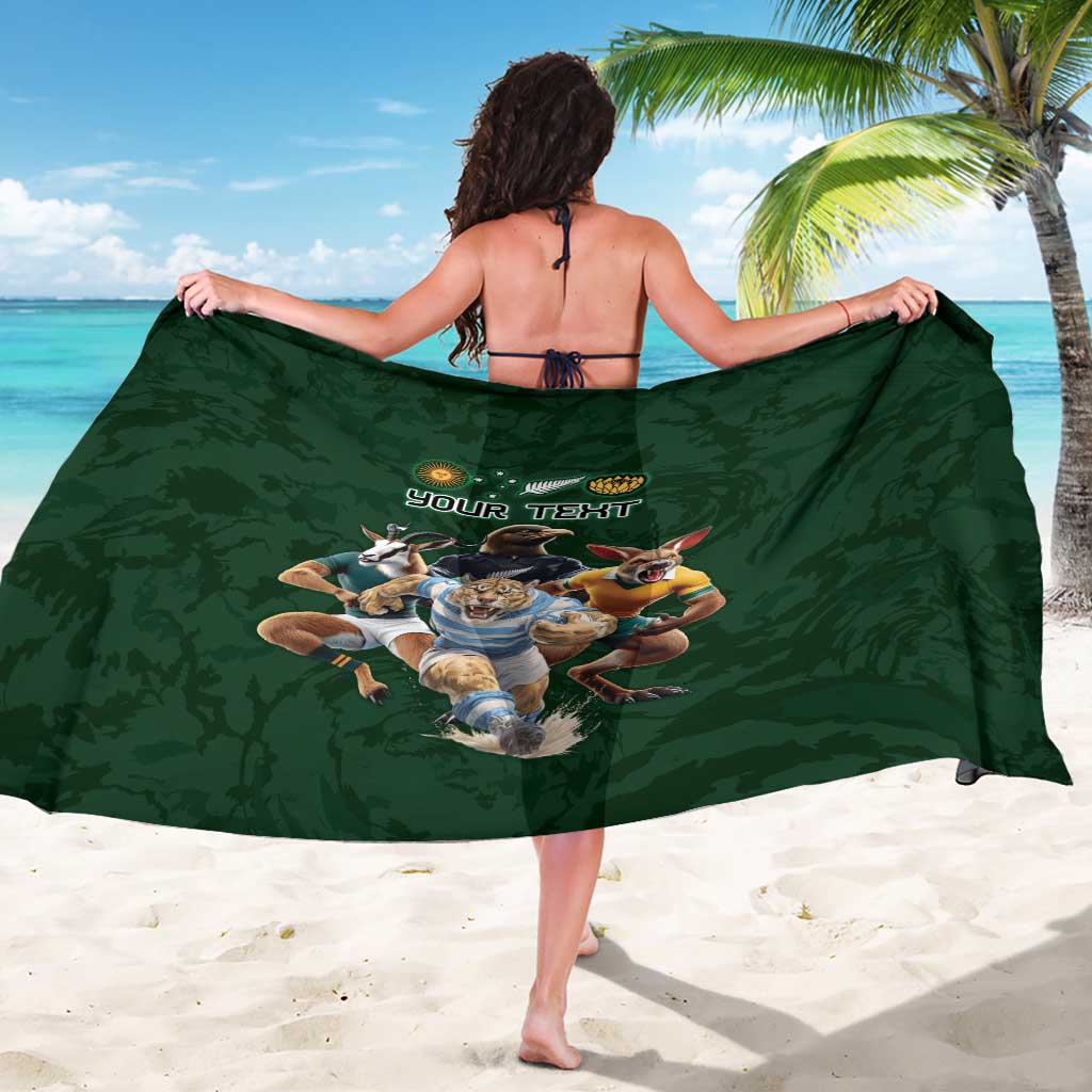 Custom Rugby Southern Hemisphere Sarong Argentina AUNZ South Africa Mascot Green - Aussie Hoodie