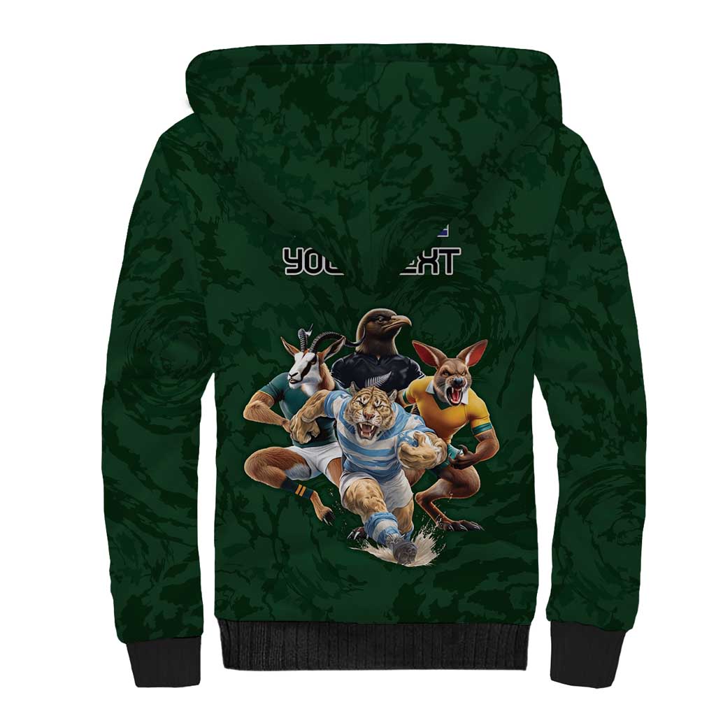 Custom Rugby Southern Hemisphere Sherpa Hoodie Argentina AUNZ South Africa Mascot Green - Aussie Hoodie