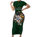 Custom Rugby Southern Hemisphere Short Sleeve Bodycon Dress Argentina AUNZ South Africa Mascot Green - Aussie Hoodie