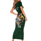 Custom Rugby Southern Hemisphere Short Sleeve Bodycon Dress Argentina AUNZ South Africa Mascot Green - Aussie Hoodie