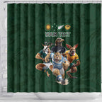 Custom Rugby Southern Hemisphere Shower Curtain Argentina AUNZ South Africa Mascot Green - Aussie Hoodie