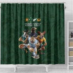 Custom Rugby Southern Hemisphere Shower Curtain Argentina AUNZ South Africa Mascot Green - Aussie Hoodie