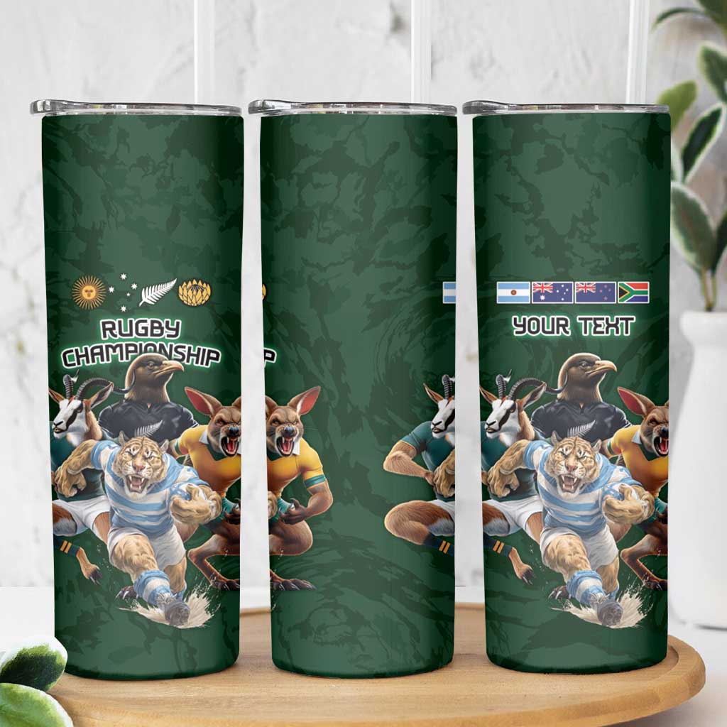 Custom Rugby Southern Hemisphere Skinny Tumbler Argentina AUNZ South Africa Mascot Green - Aussie Hoodie