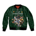 Custom Rugby Southern Hemisphere Sleeve Zip Bomber Jacket Argentina AUNZ South Africa Mascot Green - Aussie Hoodie