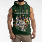 Custom Rugby Southern Hemisphere Sleeveless Hoodie Argentina AUNZ South Africa Mascot Green - Aussie Hoodie
