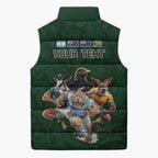 Custom Rugby Southern Hemisphere Sleeveless Puffer Jacket Argentina AUNZ South Africa Mascot Green - Aussie Hoodie