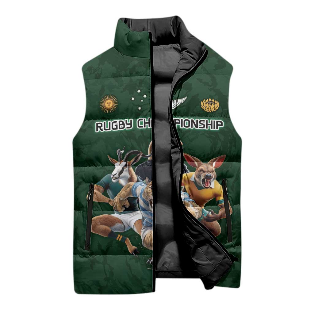 Custom Rugby Southern Hemisphere Sleeveless Puffer Jacket Argentina AUNZ South Africa Mascot Green - Aussie Hoodie
