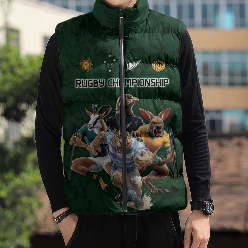 Custom Rugby Southern Hemisphere Sleeveless Puffer Jacket Argentina AUNZ South Africa Mascot Green - Aussie Hoodie