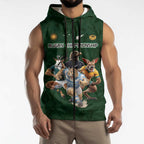 Custom Rugby Southern Hemisphere Sleeveless Zip Hoodie Argentina AUNZ South Africa Mascot Green LT9