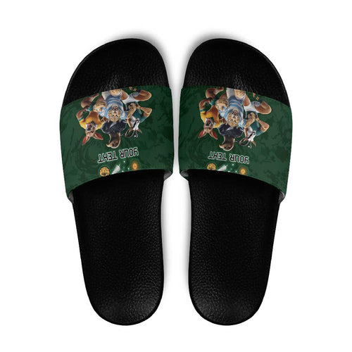 Custom Rugby Southern Hemisphere Slide Sandals Argentina AUNZ South Africa Mascot Green - Aussie Hoodie