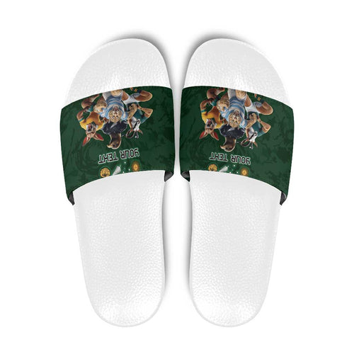 Custom Rugby Southern Hemisphere Slide Sandals Argentina AUNZ South Africa Mascot Green - Aussie Hoodie