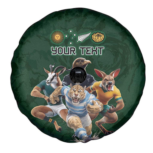 Custom Rugby Southern Hemisphere Spare Tire Cover Argentina AUNZ South Africa Mascot Green - Aussie Hoodie