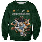 Custom Rugby Southern Hemisphere Sweatshirt Argentina AUNZ South Africa Mascot Green - Aussie Hoodie