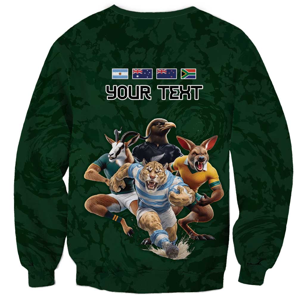 Custom Rugby Southern Hemisphere Sweatshirt Argentina AUNZ South Africa Mascot Green - Aussie Hoodie