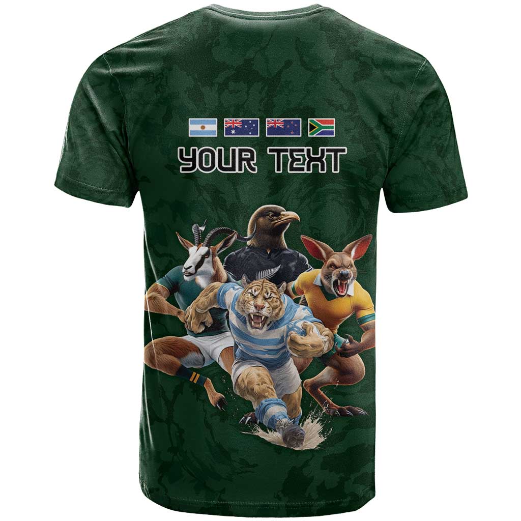 Custom Rugby Southern Hemisphere T Shirt Argentina AUNZ South Africa Mascot Green - Aussie Hoodie