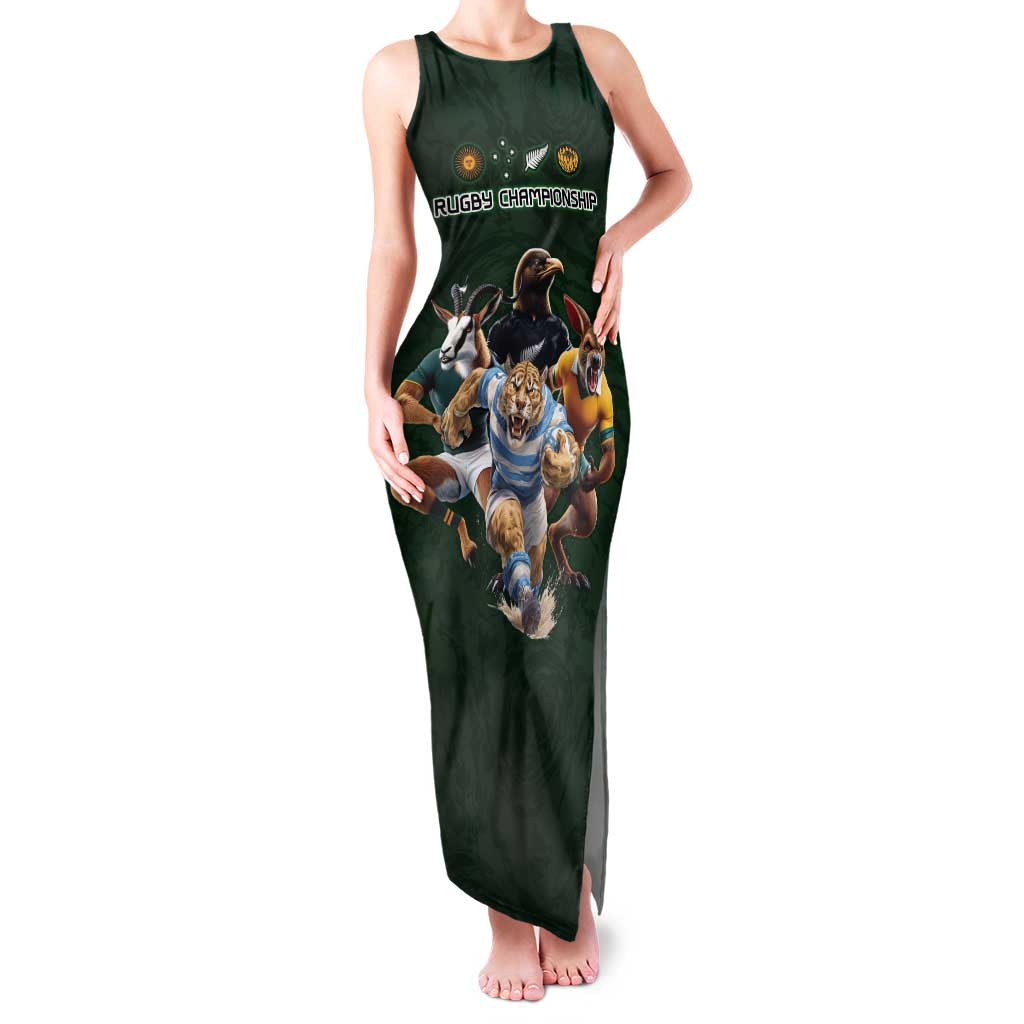 Custom Rugby Southern Hemisphere Tank Maxi Dress Argentina AUNZ South Africa Mascot Green - Aussie Hoodie
