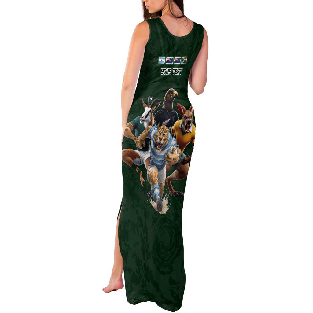 Custom Rugby Southern Hemisphere Tank Maxi Dress Argentina AUNZ South Africa Mascot Green - Aussie Hoodie