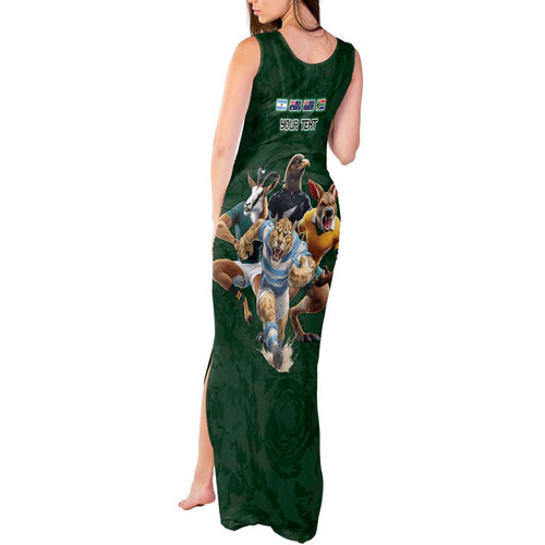Custom Rugby Southern Hemisphere Tank Maxi Dress Argentina AUNZ South Africa Mascot Green - Aussie Hoodie