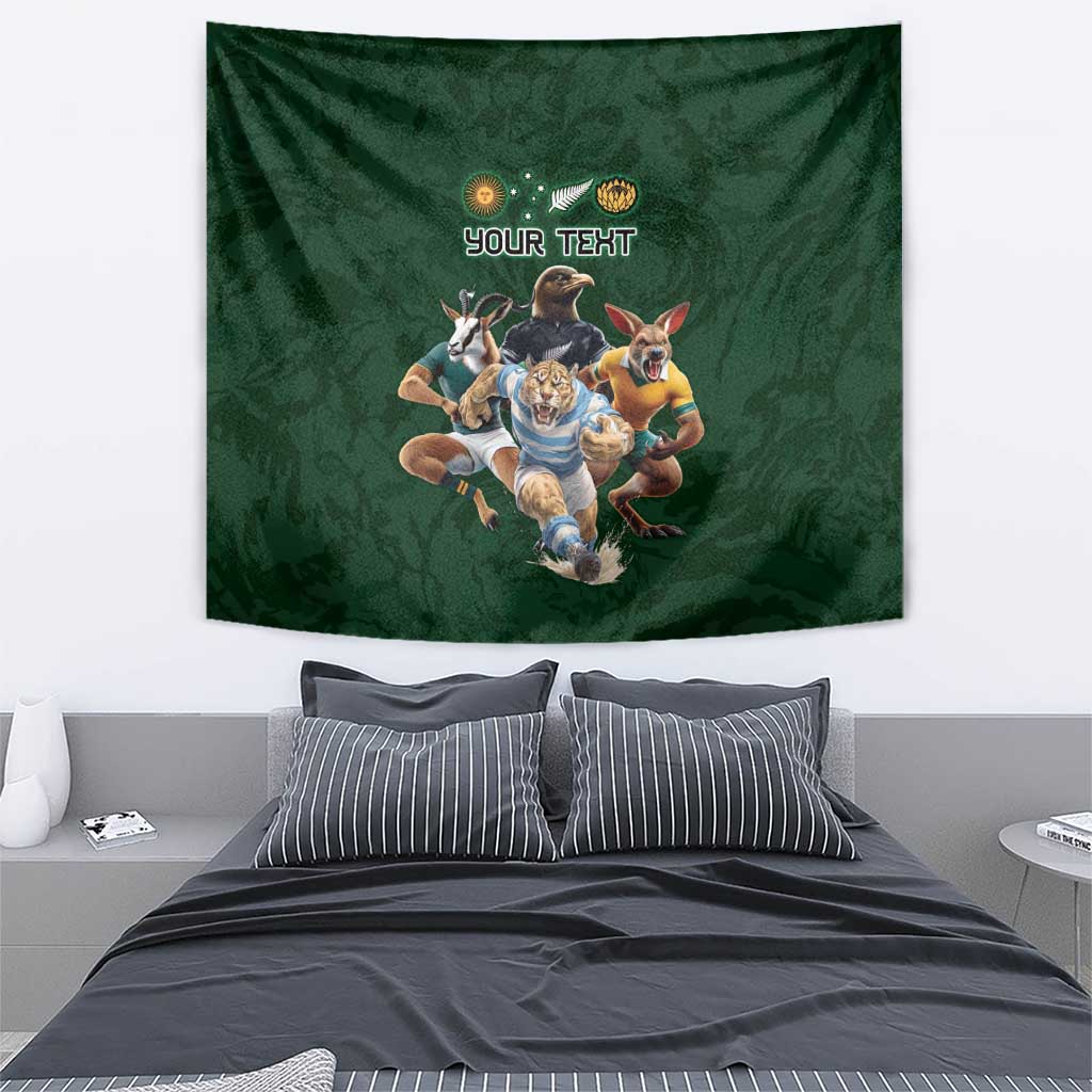 Custom Rugby Southern Hemisphere Tapestry Argentina AUNZ South Africa Mascot Green - Aussie Hoodie