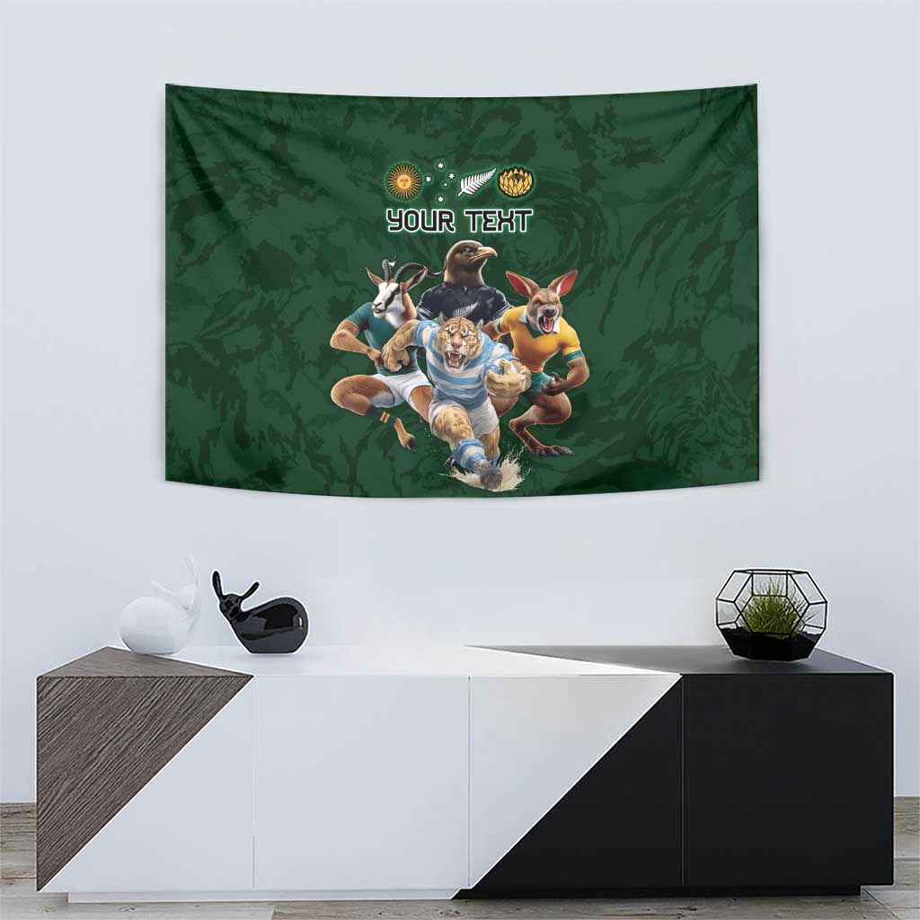 Custom Rugby Southern Hemisphere Tapestry Argentina AUNZ South Africa Mascot Green - Aussie Hoodie