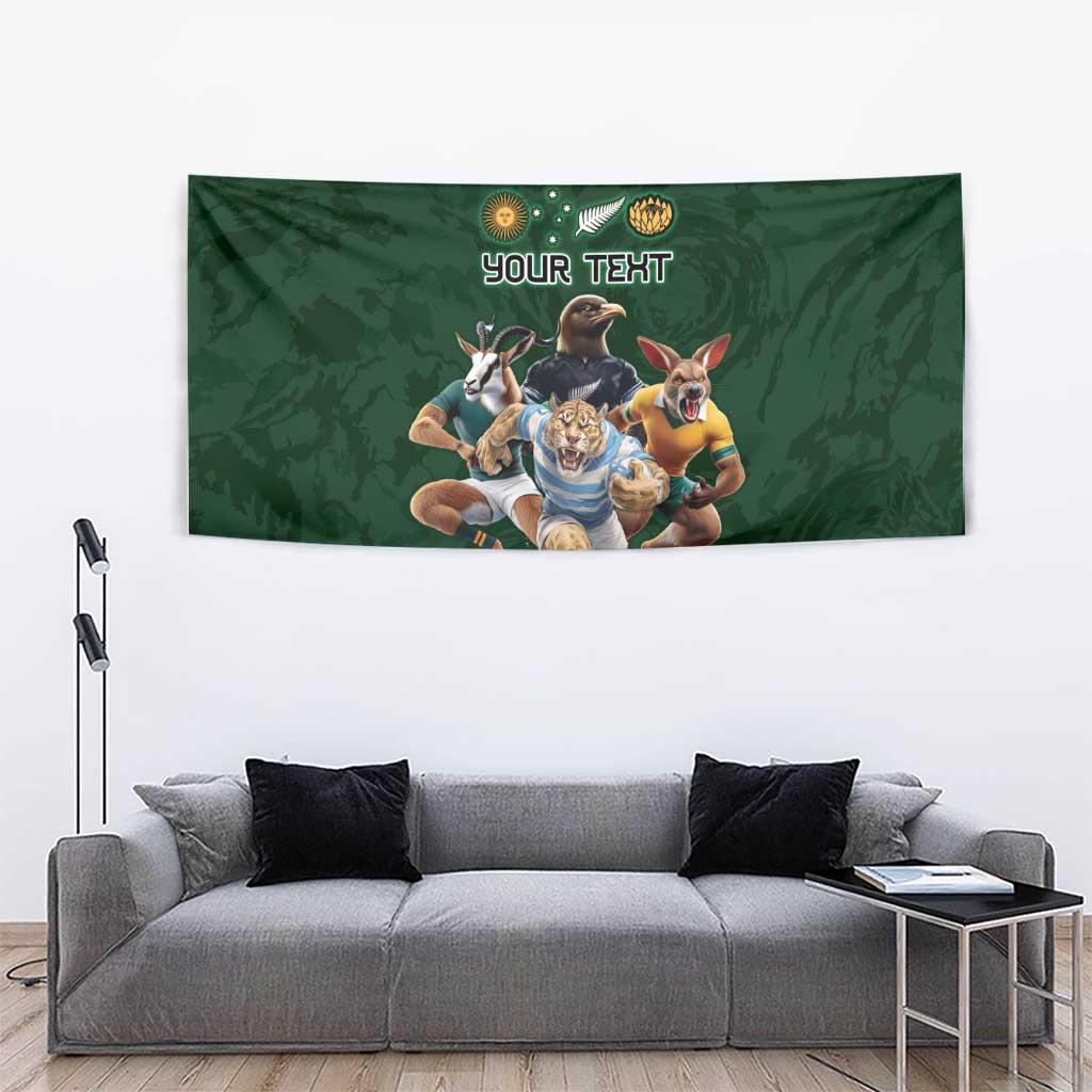 Custom Rugby Southern Hemisphere Tapestry Argentina AUNZ South Africa Mascot Green - Aussie Hoodie