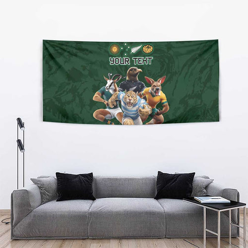 Custom Rugby Southern Hemisphere Tapestry Argentina AUNZ South Africa Mascot Green - Aussie Hoodie