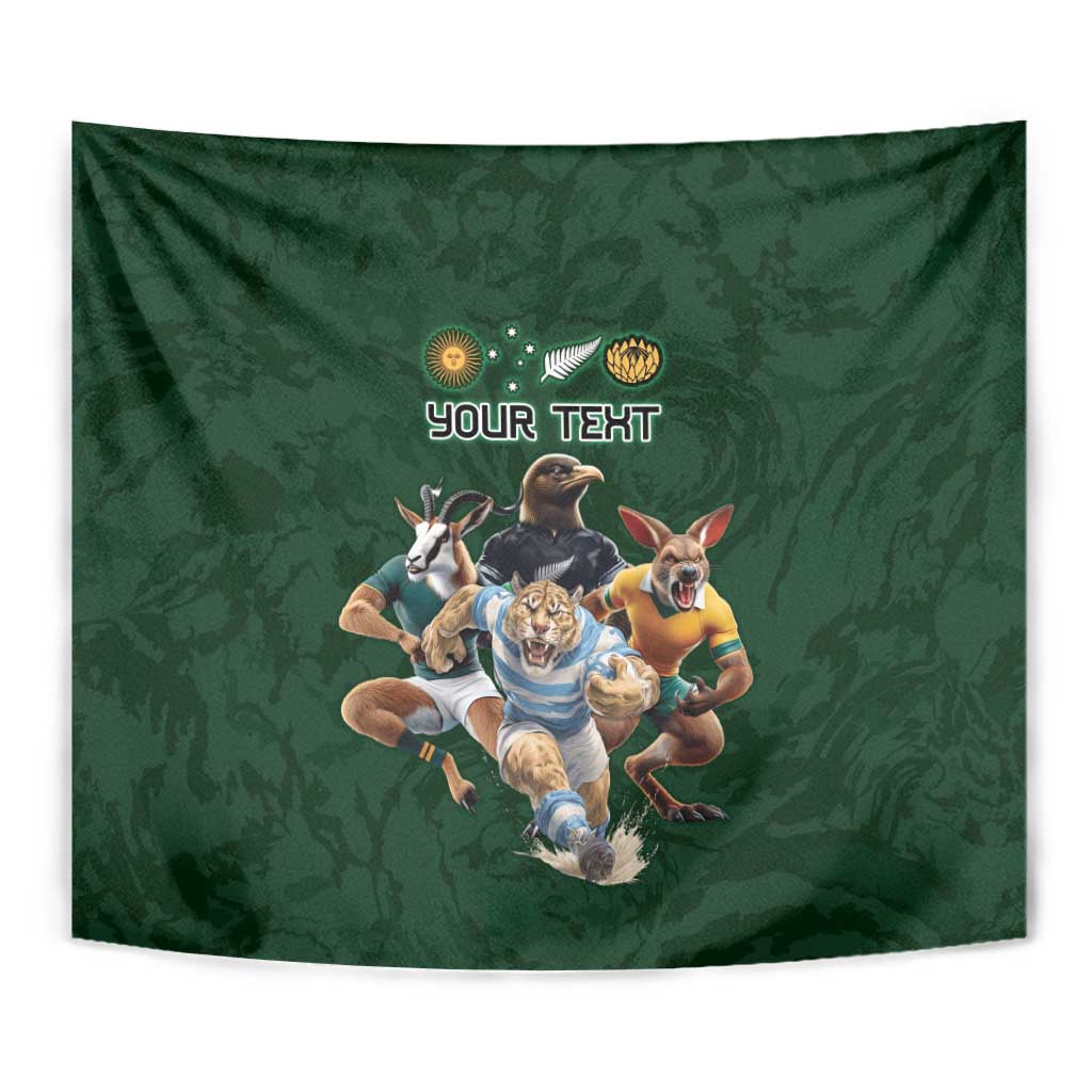 Custom Rugby Southern Hemisphere Tapestry Argentina AUNZ South Africa Mascot Green - Aussie Hoodie
