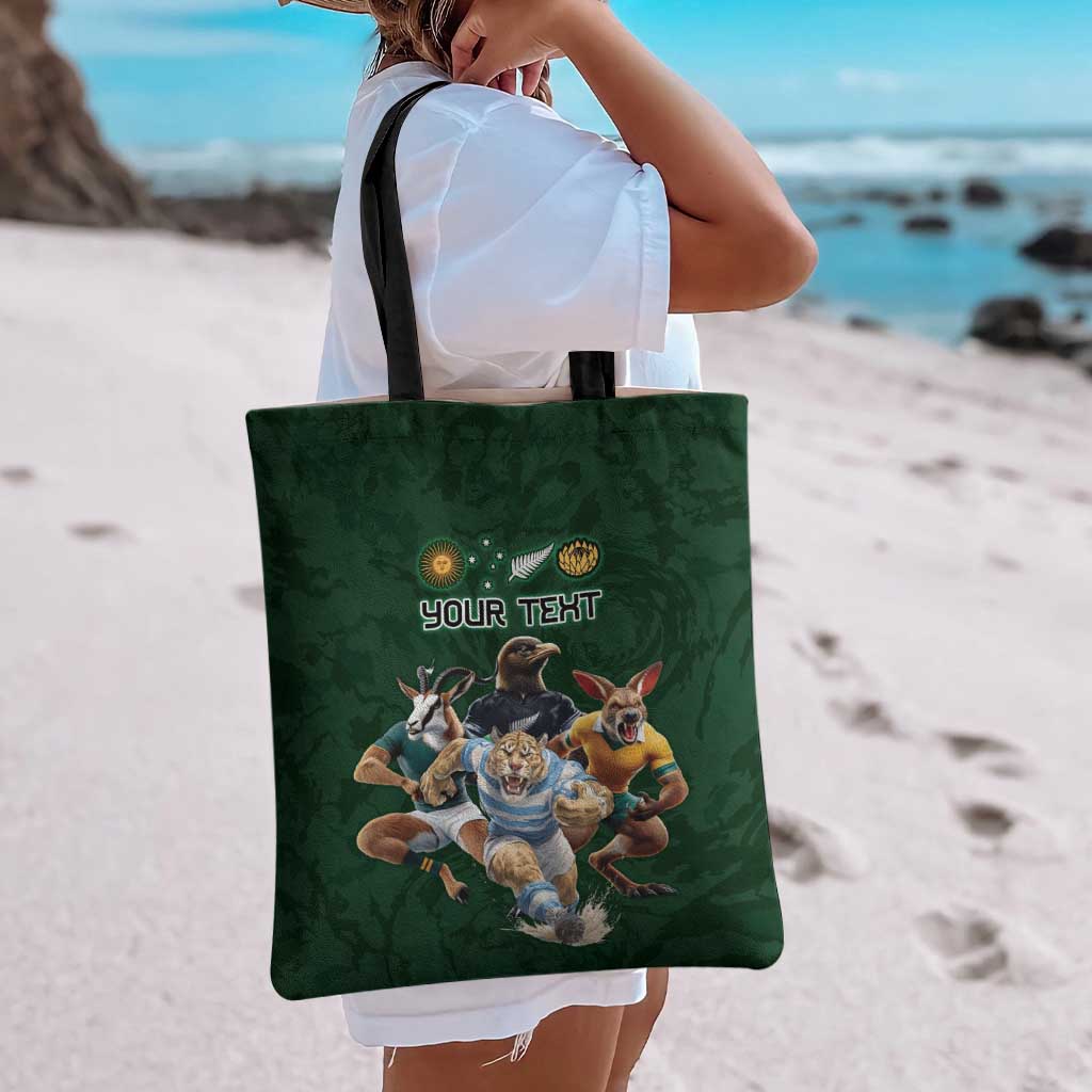 Custom Rugby Southern Hemisphere Tote Bag Argentina AUNZ South Africa Mascot Green - Aussie Hoodie